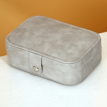 PU Leather with Lint Jewelry Storage Box, Travel Portable Jewelry Case, for Necklaces, Rings, Earrings and Pendants, Light Grey, 16x11x5cm