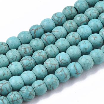 Synthetic Turquoise Beads Strands, Round, Turquoise, 4mm, Hole: 1mm, about 90pcs/strand