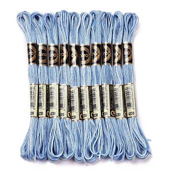 10 Skeins 6-Ply Polyester Embroidery Floss, Cross Stitch Threads, Segment Dyed, Cornflower Blue, 0.5mm, about 8.75 Yards(8m)/skein