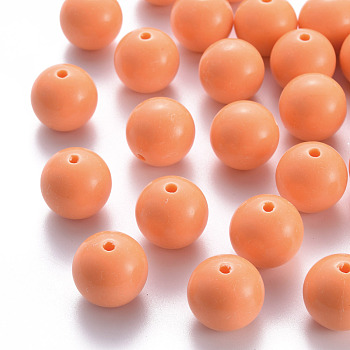 Opaque Acrylic Beads, Round, Coral, 20x19mm, Hole: 3mm, about 111pcs/500g