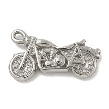 Anti-Tarnish 304 Stainless Steel Pendants, Motorbike Charm, Stainless Steel Color, 28.5x22x5mm, Hole: 1.6mm