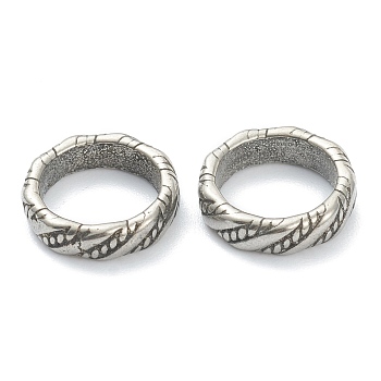304 Stainless Steel Linking Rings, Flat Round, Textured, Antique Silver, 12x3mm, Inner Diameter: 9mm