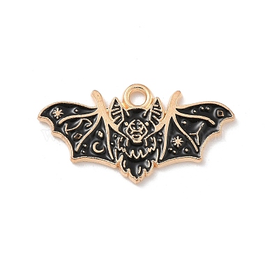 Light Gold Black Bat Alloy+Enamel Pendants