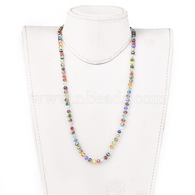 Electroplate Faceted Abacus Glass Beaded Necklaces(NJEW-JN02623)-3