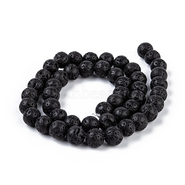 20 x naturelle Noir Lava Perles Rondes brins 8 mm trou 1 mm sur 47pcs/Strand 15" 
