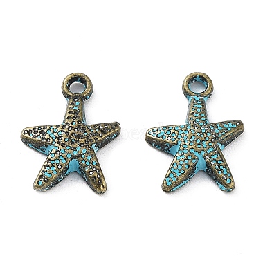 Antique Bronze & Blue Patina Starfish Alloy Pendants