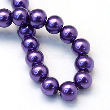 Baking Painted Pearlized Glass Pearl Round Bead Strands(X-HY-Q003-6mm-76)-4