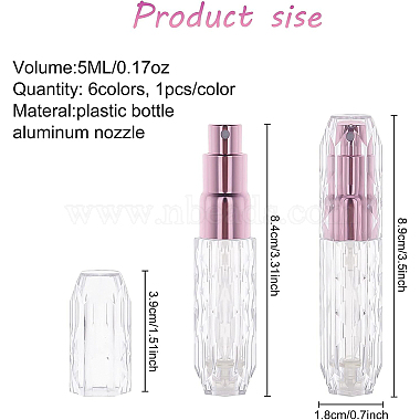 BENECREAT 6 Pcs 6 Colors Refillable Acrylic Perfume Spray Bottle(MRMJ-BC0002-88)-3