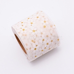 Flower Glitter Sequin Netting Fabric, Tulle Roll Spool Fabric For Skirt Making, White, 2-1/4~2-3/8 inch(56~60mm), 25yard/roll(ORIB-WH0005-01A)