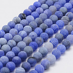 Frosted Natural Weathered Agate Beads Strands, Round, Dyed & Heated, Royal Blue, 8mm, Hole: 1mm, about 48pcs/strand, 14.5 inch(G-F367-8mm-01)