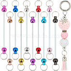 10Pcs 10 Colors Alloy Beadable Keychain Bar for Jewelry Making DIY Crafts, with Alloy Key Ring, 98x8.5mm, 1pc/color(FIND-SC0014-33)