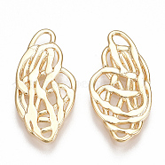 Brass Filigree Joiners Links, Nickel Free, Real 18K Gold Plated, 22.5x10.5x1mm(KK-S350-146G)