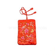 Silk Bundle Pocket, with Drawstring Rope, Red, 28x19.8x1.1cm(ABAG-WH0035-008)