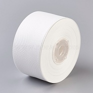 Rayon and Cotton Ribbon, Twill Tape Ribbon, Herringbone Ribbon, White, 2 inches(50mm), about 50yards/roll(45.72m/roll)(SRIB-F007-000-50mm)