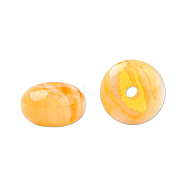Resin Beads, Imitation Amber, Flat Round, Champagne Yellow, 8x4.5mm, Hole: 1.6~1.8mm(RESI-N034-02-K04)