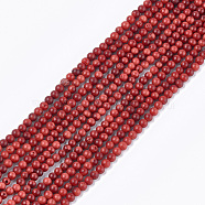 Sea Bamboo Coral(Imitation Coral) Beads Strands, Dyed, Round, FireBrick, 4mm, Hole: 0.6mm, about 100~108pcs/strand, 16.1 inch(X-CORA-T009-32B-01)