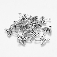 Tibetan Style Alloy Umbrella Pendants, Lead Free and Cadmium Free, Antique Silver, 21.5x16x2mm, Hole: 2mm(LF1300Y-NF)