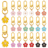 Alloy Enamel Pendant Decorations, with Alloy Swivel Clasps, Flower, Mixed Color, 53mm, 20pcs/set(HJEW-AB00652)