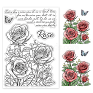 PVC Plastic Stamps, for DIY Scrapbooking, Photo Album Decorative, Cards Making, Stamp Sheets, Rose Pattern, 16x11x0.3cm(DIY-WH0167-56-791)