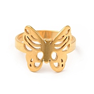 Ion Plating(IP) 201 Stainless Steel Butterfly Thick Finger Ring for Women, Golden, US Size 6 1/2(16.9mm)(RJEW-G266-20G)
