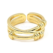 Rack Plating Brass Criss Cross Open Cuff Rings, Long-Lasting Plated, Lead Free & Cadmium Free, Real 18K Gold Plated, Inner Diameter: 17mm(RJEW-D009-05G)