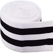 Flat Elastic Band, For Clothing, Garment Accessories, Black & White, 50mm, 5m/roll, 1roll(OCOR-BC0012-16)