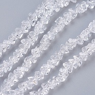 Transparent Glass Beads Strands, Faceted, Triangle, Clear, 3x4x3mm, Hole: 1mm, about 149pcs/strand, 13.3 inch(34cm)(EGLA-J146-4mm-NB01)