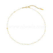 Natural Shell & Real 18K Gold Plated Stainless Steel Beaded Necklaces, Star, 15.75 inch(40cm)(EP3542-2)