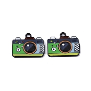 Alloy Enamel Pendants, Cadmium Free & Lead Free, Camera Charm, Dark Sea Green, 17x20.5x1.5mm, Hole: 2mm(ENAM-R149-12B-EB)