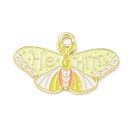 Alloy Enamel Pendants, Golden, He/Him Pronouns Butterfly Charm, Yellow, 17x28x1.5mm, Hole: 2.2mm(ENAM-I060-04B)