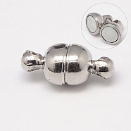 Brass Magnetic Clasps with Loops, Oval, Nickel Free, Platinum, 11x5mm, Hole: 1mm(X-KK-D331-P-NF)