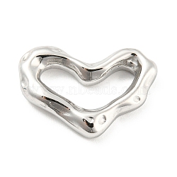 Non-Tarnish 304 Stainless Steel Linking Rings, Irregular Heart, Hammered, Stainless Steel Color, 14x20x4mm, Inner Diameter: 6.5x14mm(STAS-I202-25P)