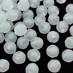 Transparent Acrylic Beads, Bead in Bead, Frosted, Faceted, Round, Aquamarine, 9.5x9.5mm, Hole: 2mm, about 1041pcs/500g(TACR-S152-04C-SS2111)