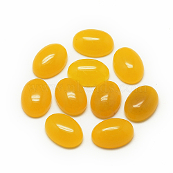 Natural White Jade Cabochons, Dyed, Oval, Gold, 18x13x5mm(X-G-R415-13x18-23)