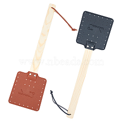 PU Leather Flyswatter, with Cottonwwod Handle, Mixed Color, 57x11x0.35~0.95cm, 2 colors, 1pc/color, 2pcs/set(AJEW-GA0001-91)