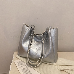 DIY Imitation Leather Lady Tote Bag Making Kits, Handmade Shoulder Bags Sets for Beginners, Silver, Finish Product: 27x31x12cm(PW-WG16521-05)