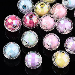 Transparent Acrylic Beads, Bead in Bead, AB Color, Faceted Round, Mixed Color, 8mm, Hole: 2mm, about 1900pcs/500g(TACR-N011-006A-03)
