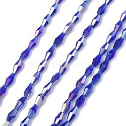 Opaque Glass Beads Strands, Bicone, Faceted, AB Color Plated, Mauve, 8x4mm, Hole: 0.8mm, about 70pcs/Strand, 22.99''(58.4cm)(GLAA-P001-04A-05)