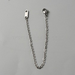 304 Staimless Steel Cable Chain Extender, End Chains with Lobster Claw Clasps and Chain Tabs, Stainless Steel Color, 150x2mm(STAS-WH0001-14C-P)