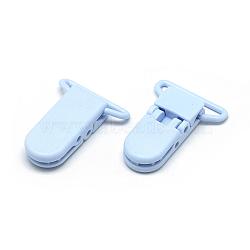 Eco-Friendly Plastic Baby Pacifier Holder Clip, Light Sky Blue, 43x31x9mm, Hole: 4x26mm(KY-R013-04)