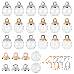 DIY Dangle Earring Making Kits, Including Round Glass Globe Beads, Plastic Bead Cap Pendant Bails, Brass Earring Hooks, Platinum & Golden, Globe Beads: 14x13mm, Hole: 3.5~4mm, 20pcs/box(DIY-SC0001-68A)