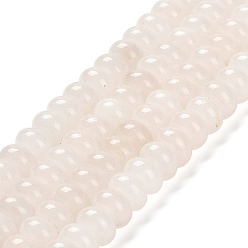 Natural White Jade Beads Strands, Rondelle, 10x6mm, Hole: 1mm, about 61pcs/strand, 15.20 inch(38.6cm)