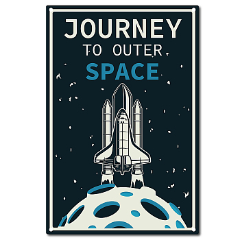 Vintage Metal Tin Sign, Wall Decor for Bars, Restaurants, Cafes Pubs, Journey To Outer Space Pattern, 30x20cm
