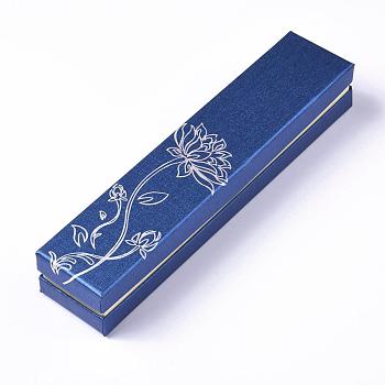 Rectangle Cardboard Jewelry Bracelet Boxes, Velours inside, Blue, 225x48x38mm