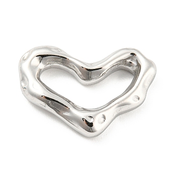304 Stainless Steel Linking Rings, Irregular Heart, Hammered, Stainless Steel Color, 14x20x4mm, Inner Diameter: 6.5x14mm