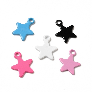 Spray Painted 201 Stainless Steel Charms, Star Charm, Mixed Color, 10x8.5x0.5mm, Hole: 1.2mm