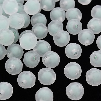 Transparent Acrylic Beads, Bead in Bead, Frosted, Faceted, Round, Aquamarine, 9.5x9.5mm, Hole: 2mm, about 1041pcs/500g