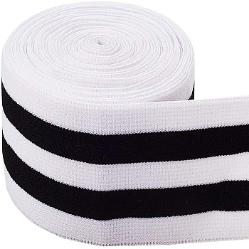 Flat Elastic Band, For Clothing, Garment Accessories, Black & White, 50mm, 5m/roll, 1roll