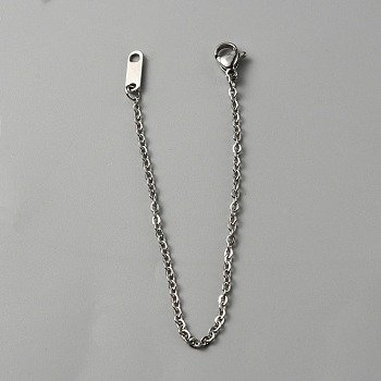 304 Staimless Steel Cable Chain Extender, End Chains with Lobster Claw Clasps and Chain Tabs, Stainless Steel Color, 150x2mm