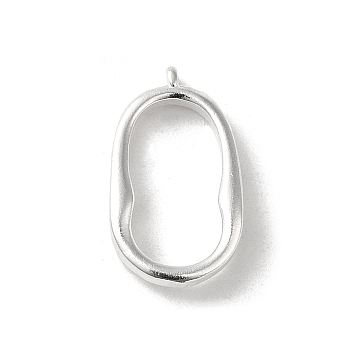 Brass Pendants, Oval Ring Charms, 925 Sterling Silver Plated, 18x10.5x2mm, Hole: 0.8mm